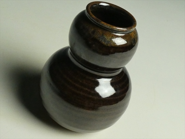 茶道具 共箱 平安 万代喜山作 瓢形茶入 仕覆付 V 0