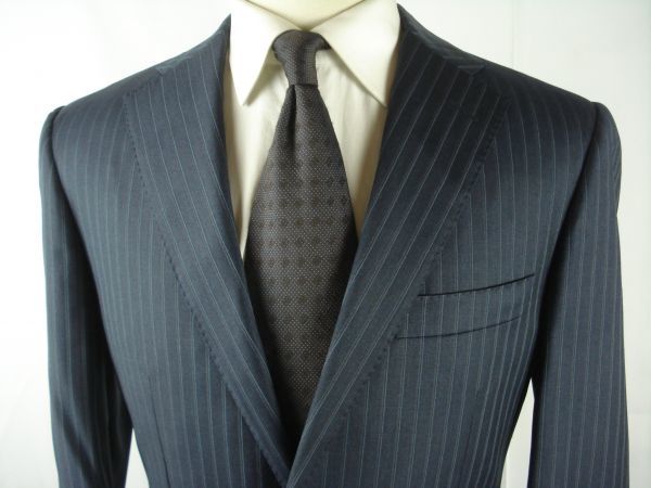 M-L程度【Corneliani】コルネリアーニ スーツ ウール100％ ストライプ イタリア製 48R