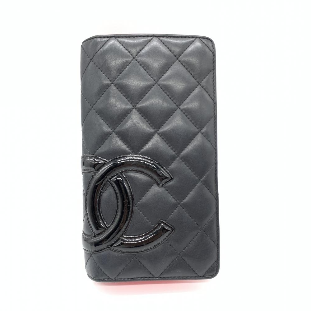 CHANEL シャネル カンボンライン 二つ折り財布 A26717 黒 ブラック