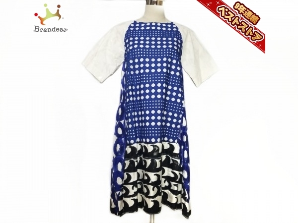 ツモリチサト Tsumori Chisato サイズ2 M 白 ブルー 黒 レディース クルーネック 半袖 ひざ丈 ワンピース ワンピース ロング 売買されたオークション情報 Yahooの商品情報をアーカイブ公開 オークファン Aucfan Com