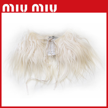 新品ミュウミュウmiu miuリアルファー ティペット 付け襟 白 新品ミュウミュウmiu miuリアルファー ティペット 付け襟 白