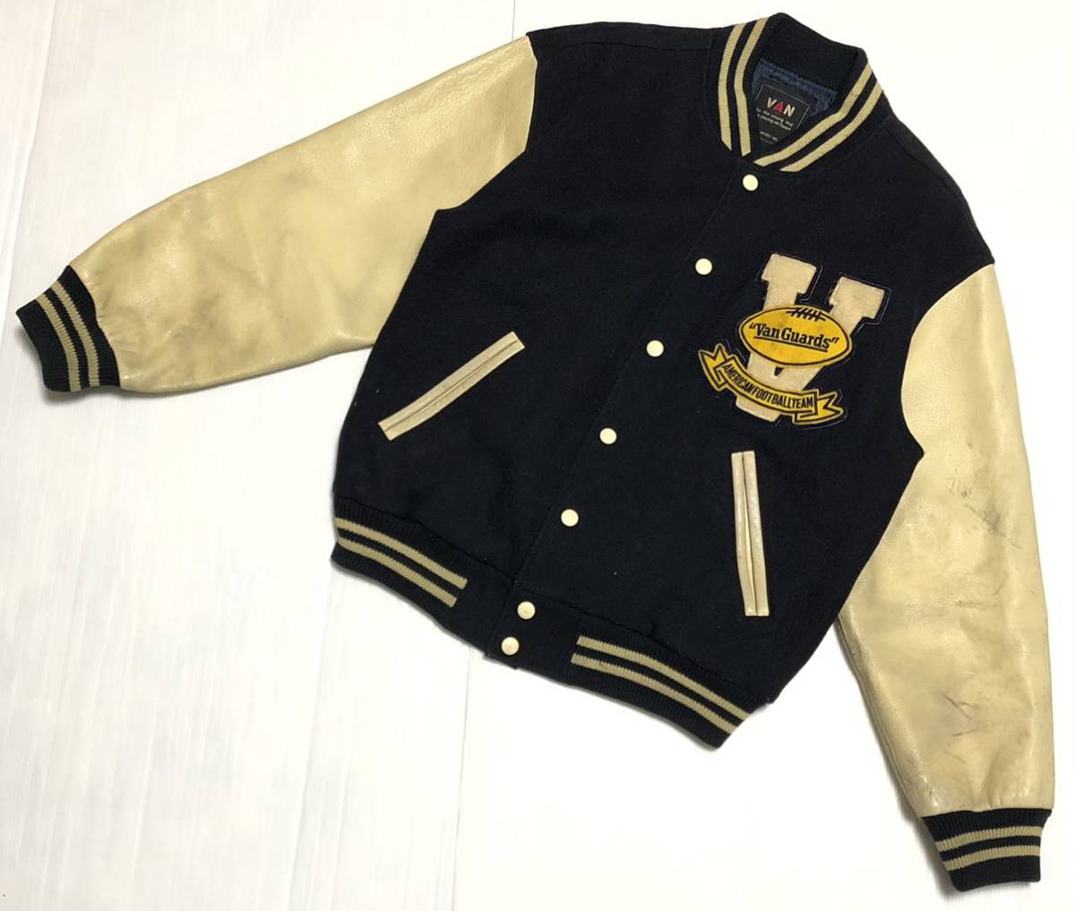 希少 当時物 □ VAN JACKET ヴァン ジャケット □ 袖 牛革 レザー 切替