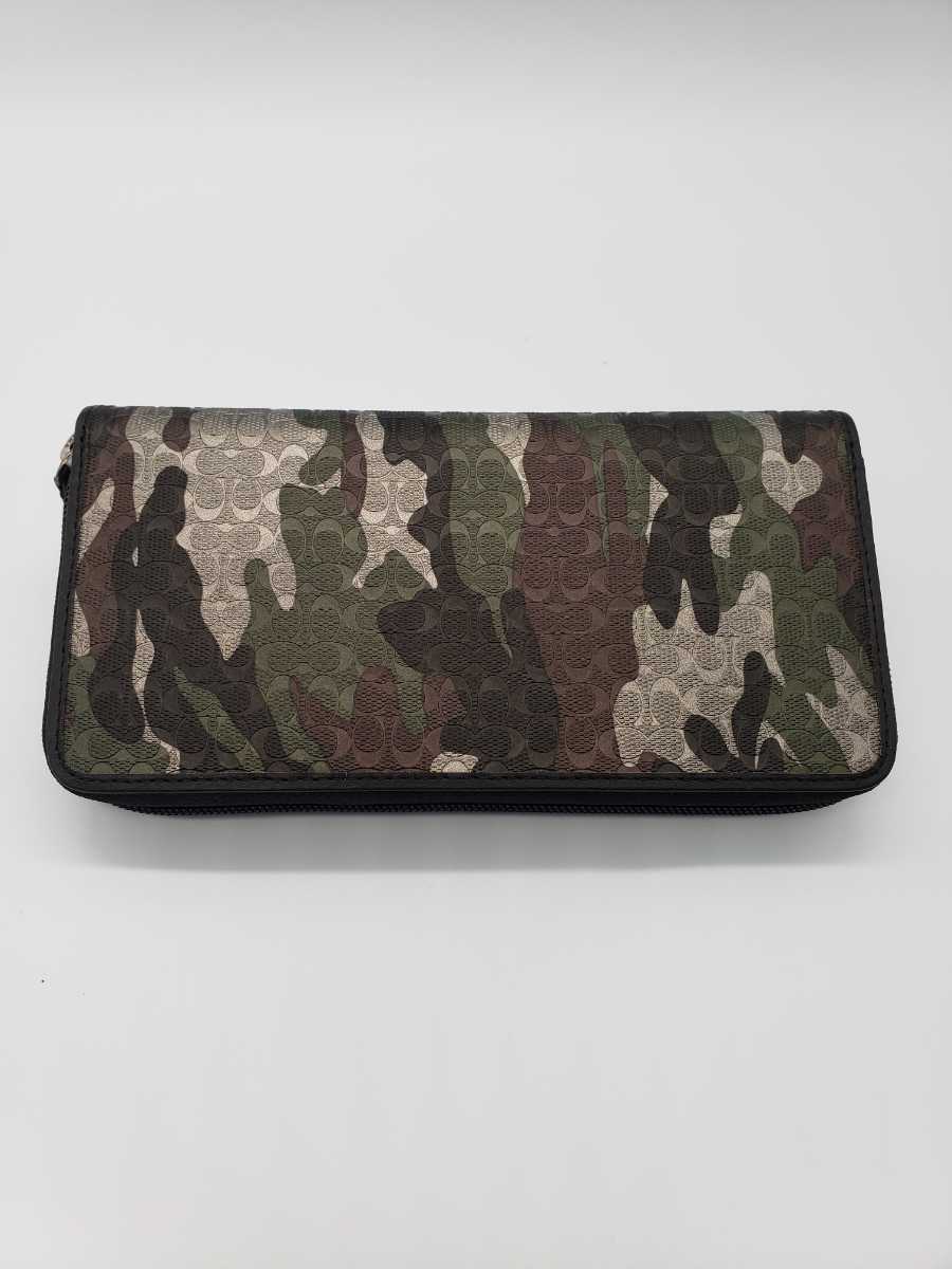 COACH 長財布 迷彩柄 キーリング付き 長財布 COACH コーチ 財布 メンズ 迷彩柄 迷彩 ラウンドファスナー