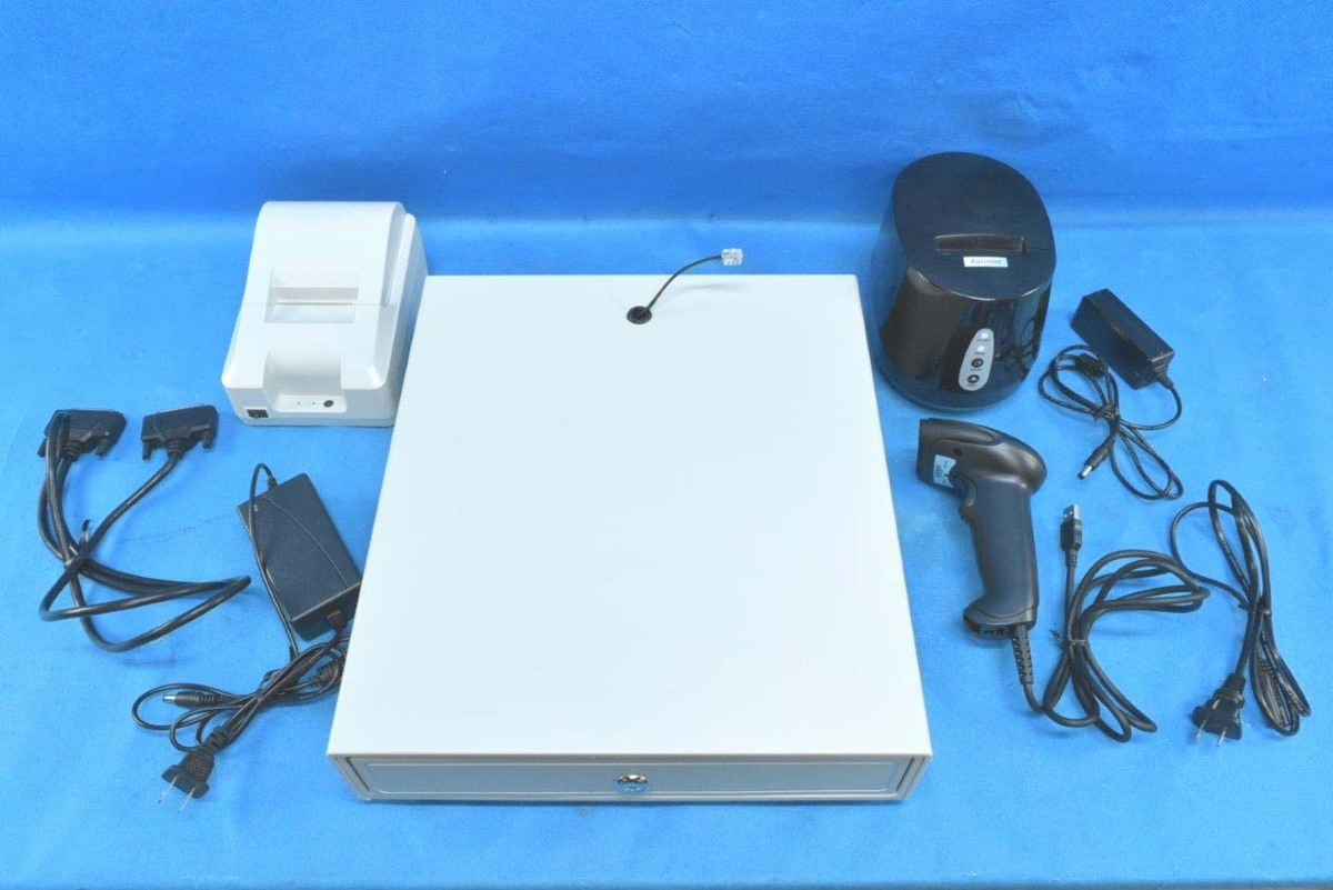  Xprinter サーマルバーコードラベルプリンター XP-237B ドロア USB接続ハンドバーコードスキャナー レシートプリンタ まとめ売り 現状品(レジスタ)｜売買されたオークション情報、yahooの商品情 レジスタ