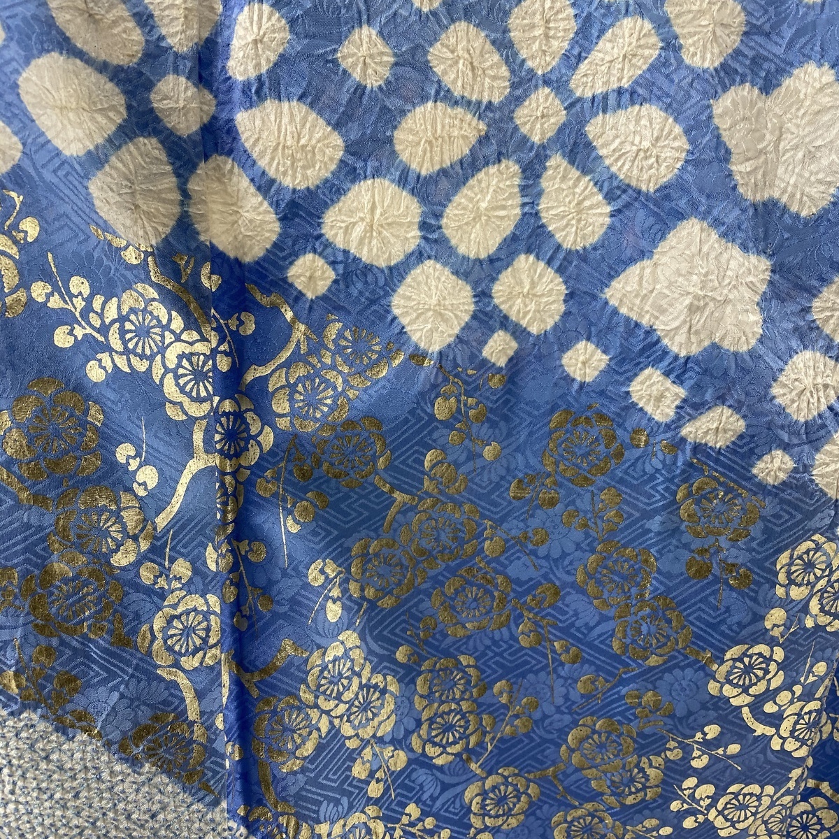 袷 正絹 M 身丈157cm 草花 訪問着 裄丈64.5cm ぼかし 金彩 落款 赤