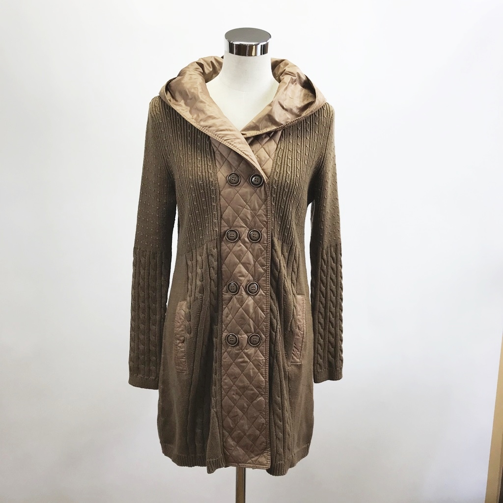 人気】MOSIQINA カシミヤ混 ニット×キルティング フード付き コート 2 