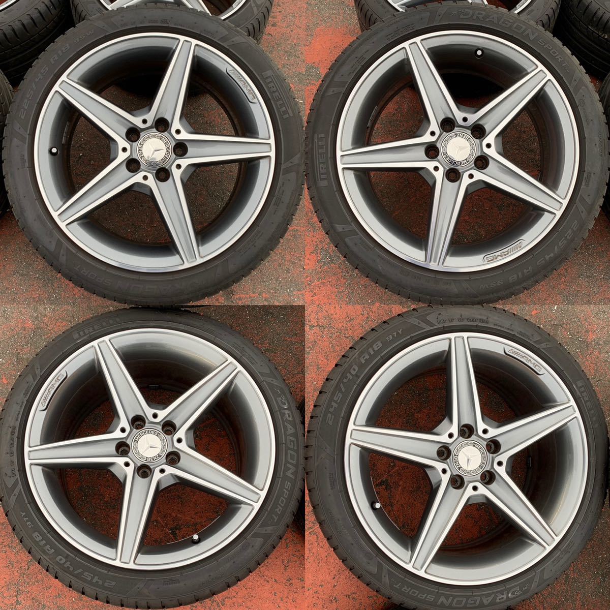 ☆ベンツ W205 Cクラス AMG純正 5スポーク 18インチ ホイールタイヤ付き4本