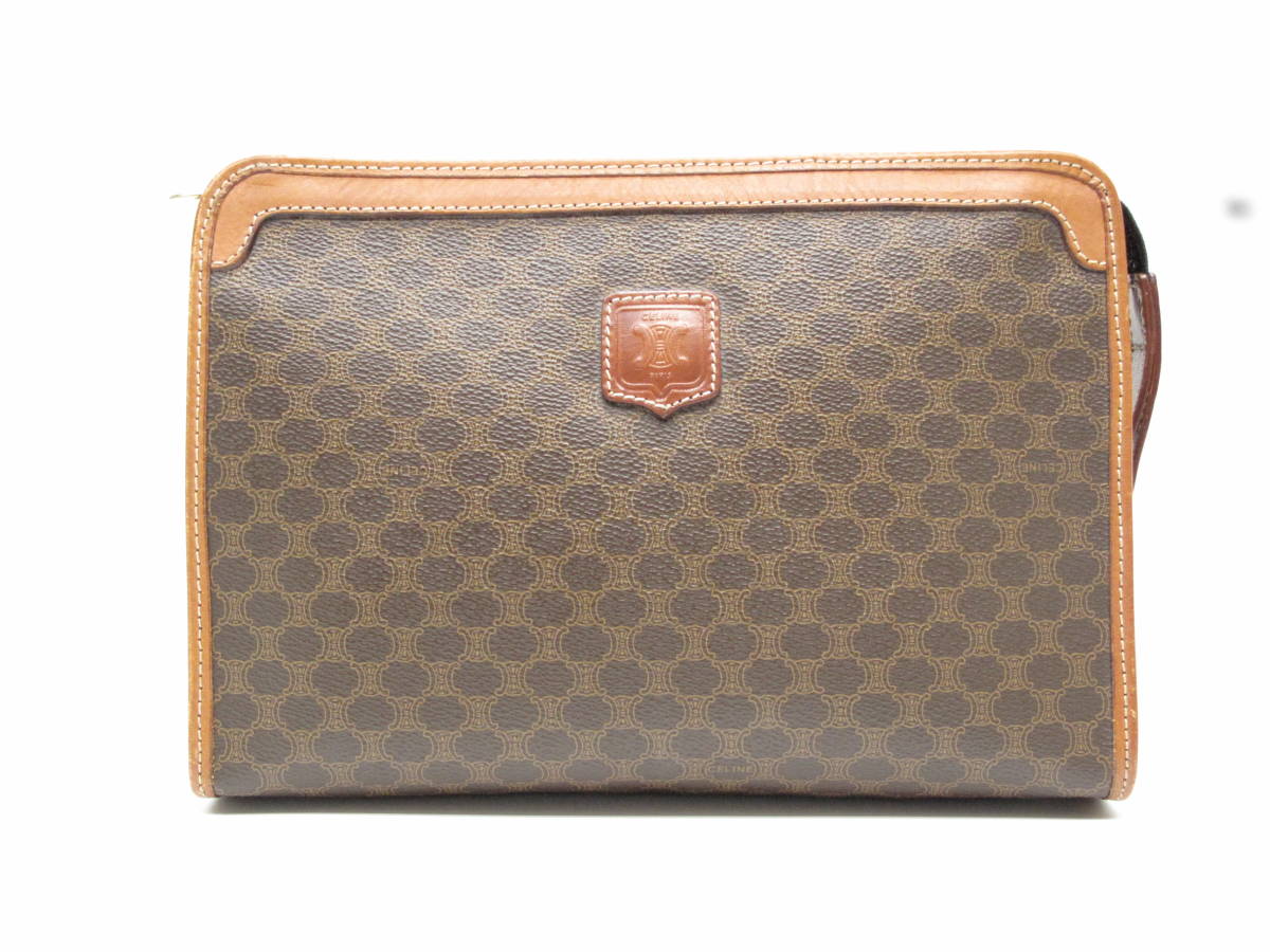 A3A弐☆ CELINE セリーヌ マカダム クラッチバッグ セカンドバッグ 幅26cm