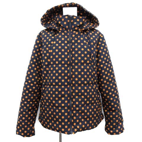 マリメッコ marimekko ジャケット 中綿 ドット 水玉 フード M 紺