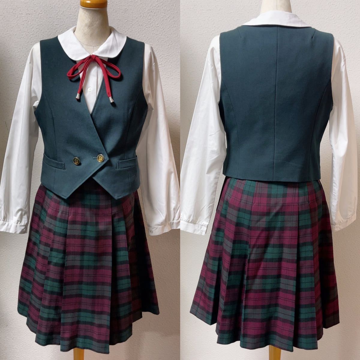 コスプレ衣装　三重　☆ セントヨゼフ女子学園　セントヨゼフ　冬服　旧　貴重　落ち着いたクリスマスカラー　ヨゼフ 三重県 本校の夏服は、高校生は白のセーラー、中学生はチェックのワンピース コスプレ衣装&frasl;三重&frasl;セントヨゼフ女子学園高校&frasl;夏服&frasl;制服&frasl;セントヨゼフ セントヨゼフ女子学園中学校 ワンピース・スクールバッグ セントヨゼフ女子学園、制服にスラックスを採用：中日新聞Web