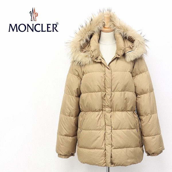 青タグ◇MONCLER/モンクレール ファー付 フーデッド ダウン コート 