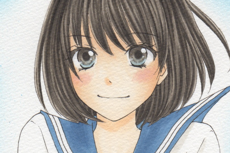 手描きイラスト オリジナル B5 制服 セーラー服 女の子 女子 長袖
