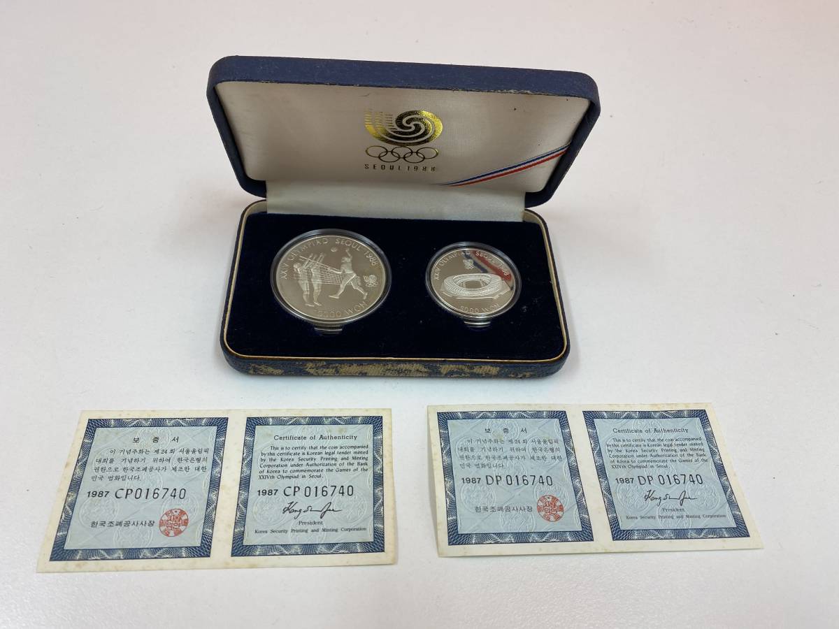 1988年 ソウル五輪記念銀貨 10000ウォン 5000ウォン　2枚セット Yahoo!オークション 「ソウルオリンピック - プルーフ 1988年ソウル