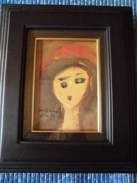織田広喜○少女 油彩SM 人物画 女性像 美人画 肖像画 帽子 アート 絵画