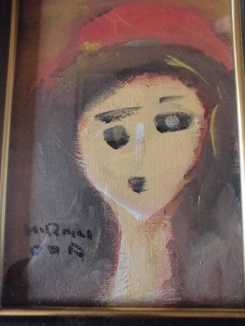 織田広喜○少女 油彩SM 人物画 女性像 美人画 肖像画 帽子 アート 絵画
