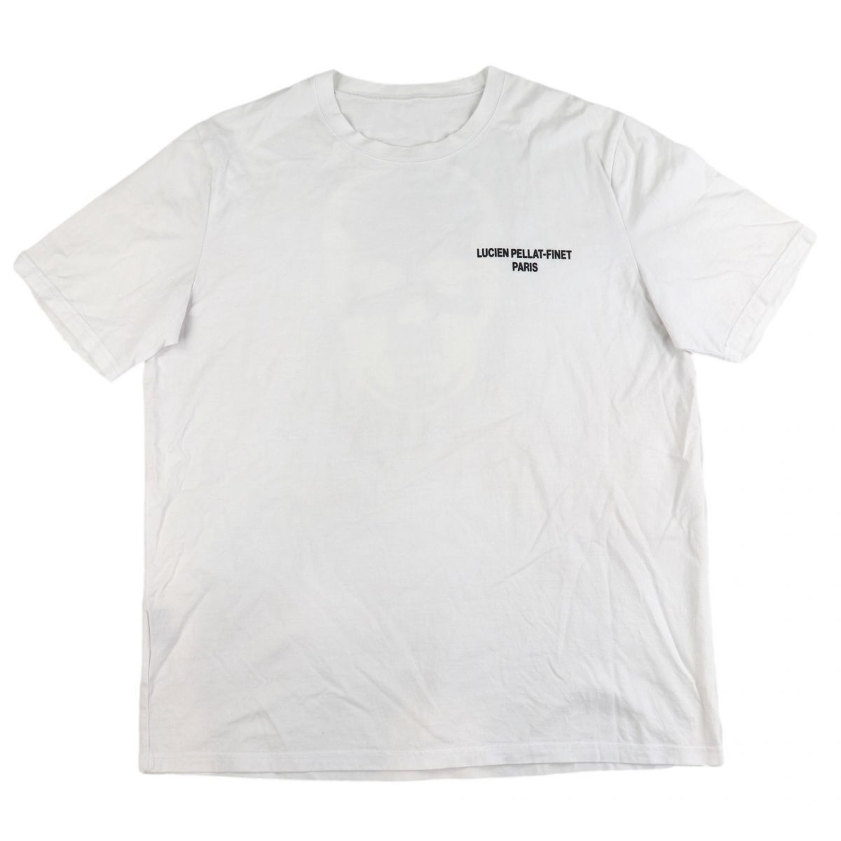 ルシアンペラフィネ LPF PARIS バックスカル クルーネック半袖Tシャツ メンズ 白 L コットン ロゴ lucien pellat-finet【B4-14945】