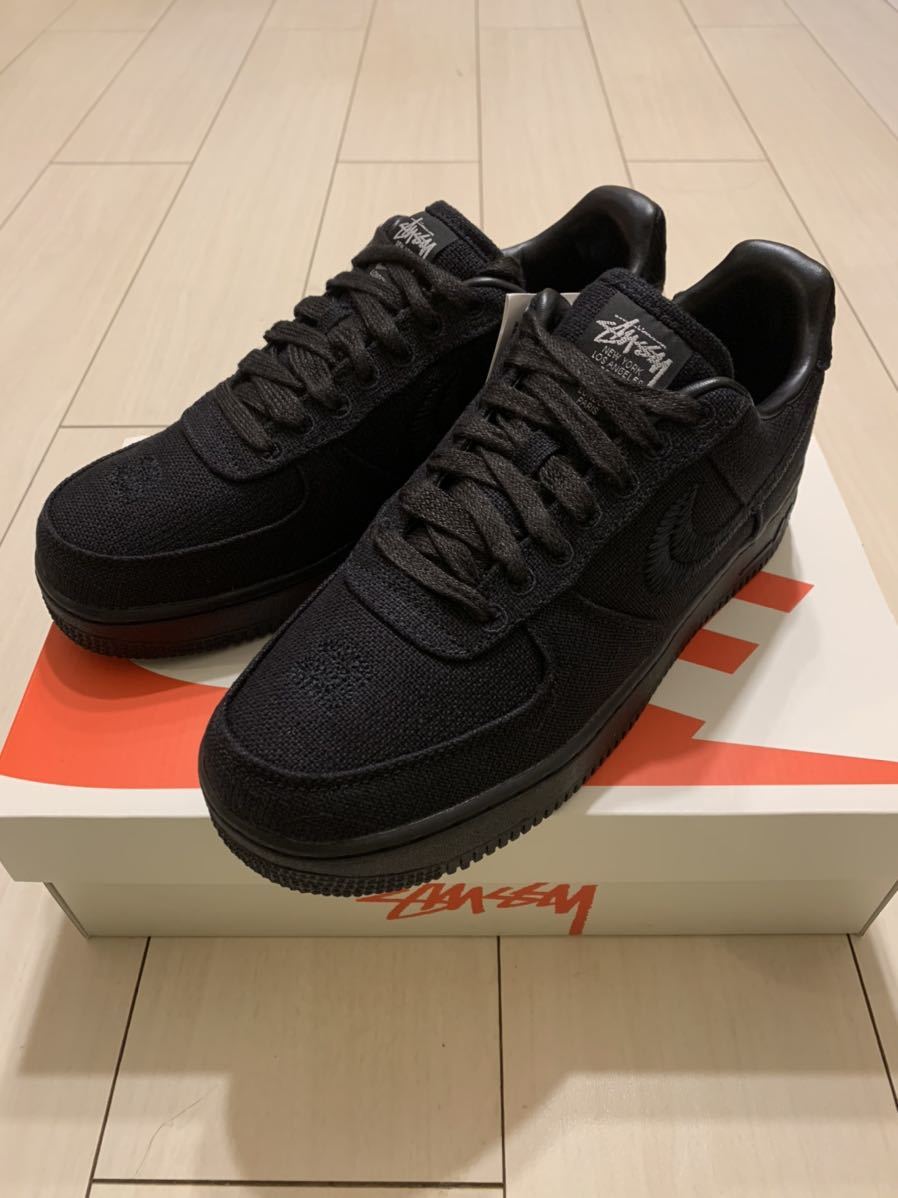 STUSSY × NIKE AIR FORCE 1 BLACK/BLACK US7.5 25.5cm エアフォース1  