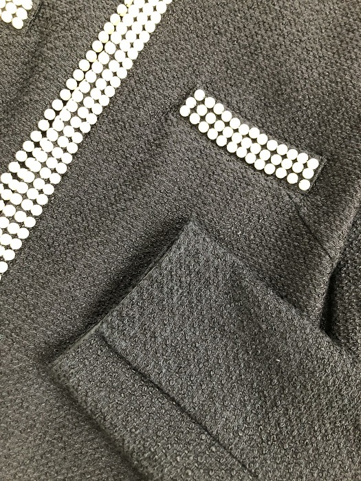 美品 SHIPS シップス ノーカラージャケット ツイード パールライン 
