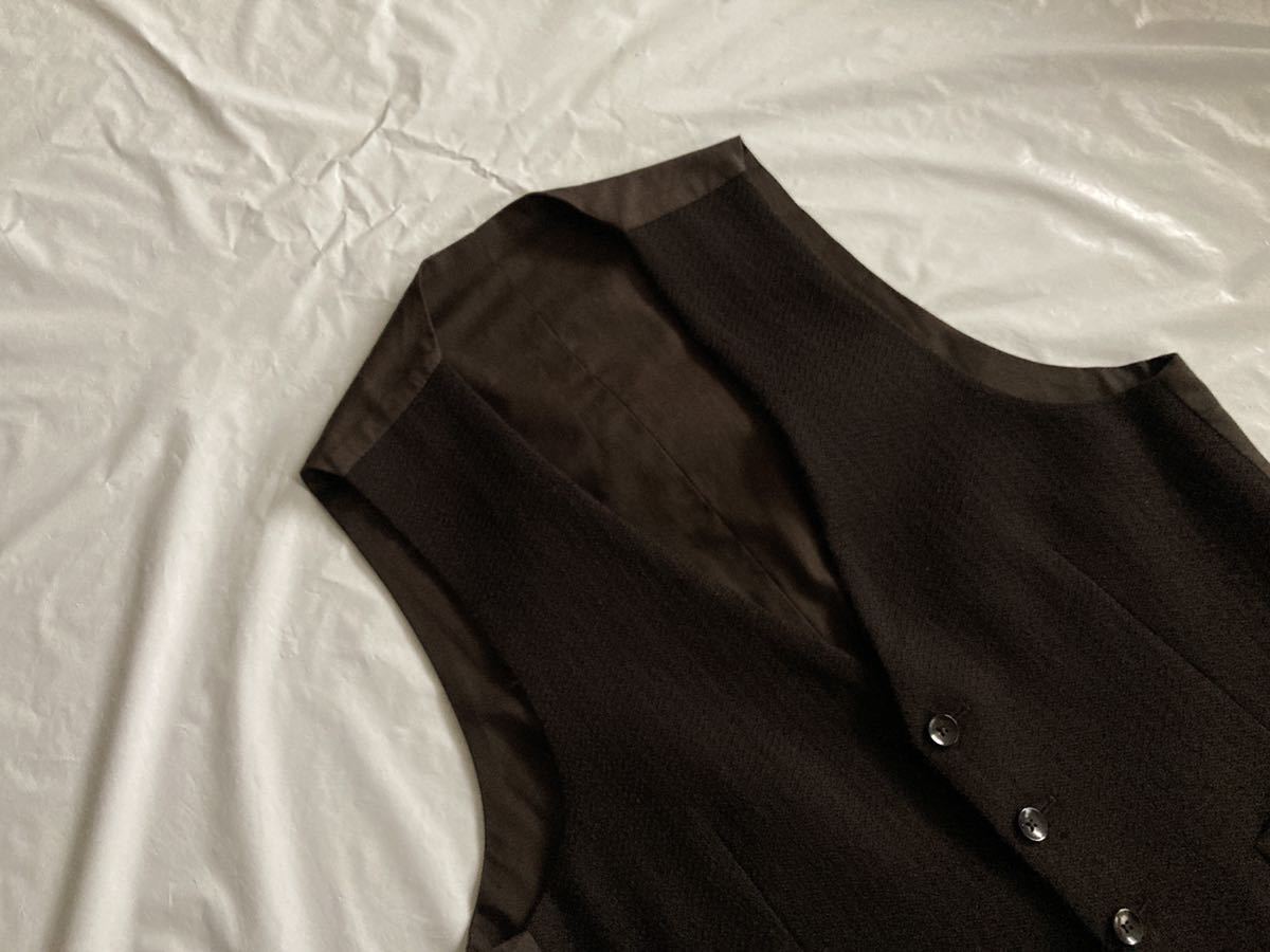 美品 LARDINI ラルディーニ 44 S～M ジレ ベスト 最高級 ブラウン系 織 
