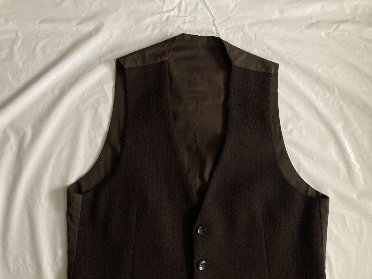 美品 LARDINI ラルディーニ 44 S～M ジレ ベスト 最高級 ブラウン系 織 