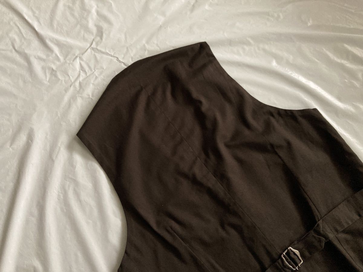 美品 LARDINI ラルディーニ 44 S～M ジレ ベスト 最高級 ブラウン系 織 