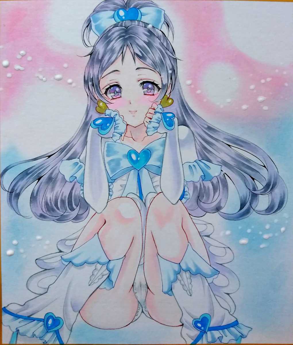 キュアホワイト プリキュア 雪城ほのか 〕 同人 手描きイラスト 色紙