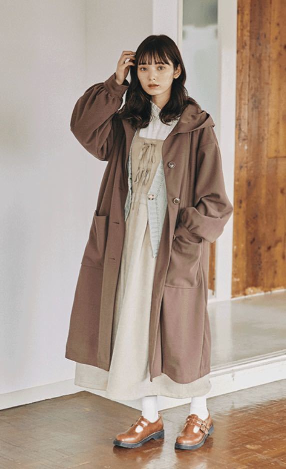 新品タグ付き 橋下美好 ehka sopo フード付コート ブラウン 