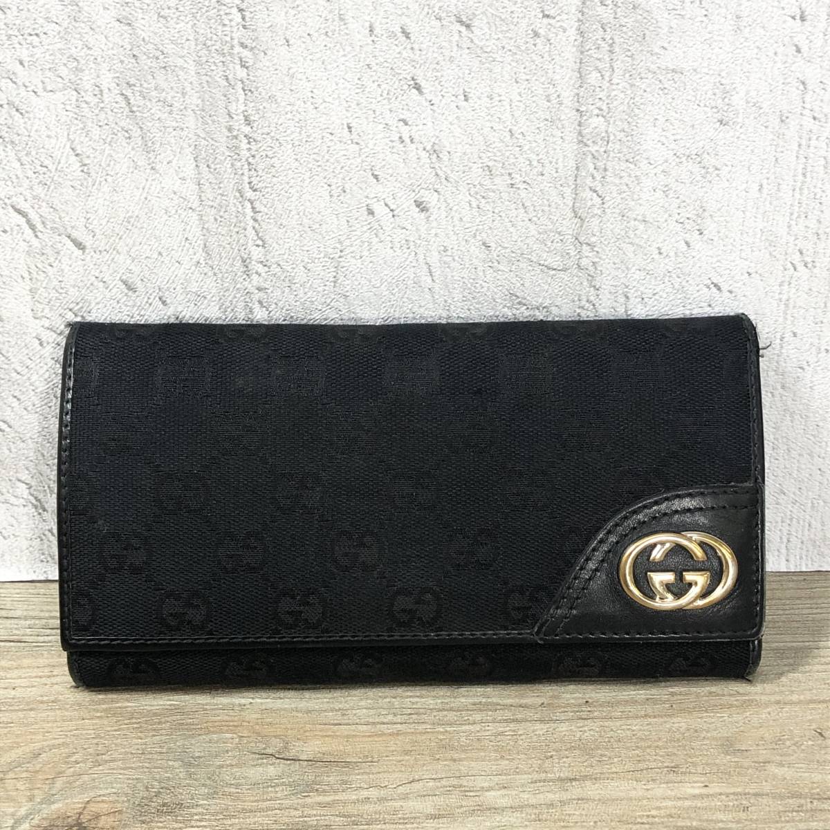 ○ ☆ GUCCI グッチ GGキャンバス×レザー 三つ折り 長財布 箱