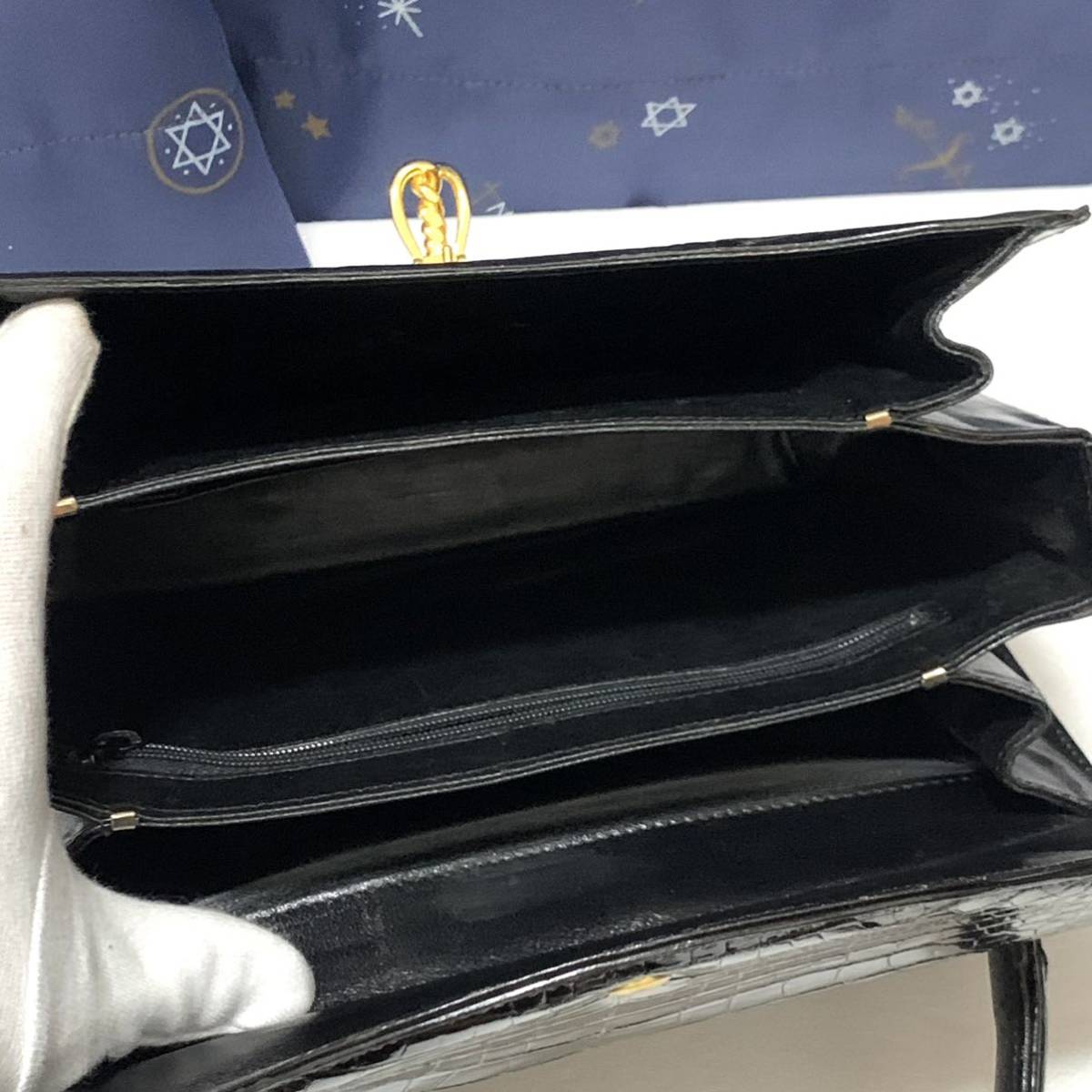 1スタ クロコダイル シャイニークロコ 金金具 ハンドバッグ 婦人バッグ 