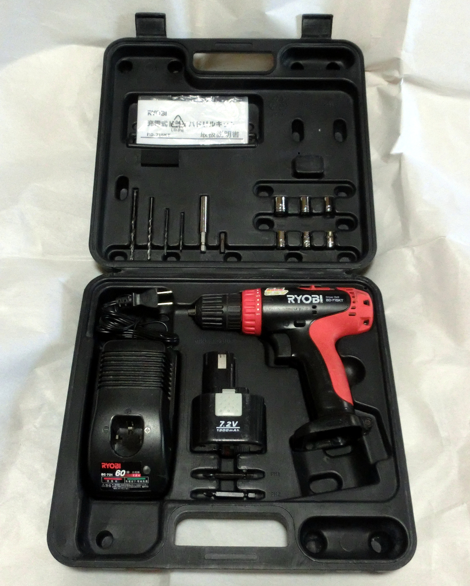  リョービ 充電式ドライバードリルキット 7.2V BD-715KT(本体)｜売買されたオークション情報、yahooの商品情報をアーカイブ公開 - オークファン 電気ドリル
