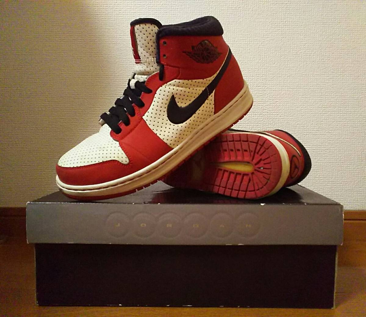 箱付き幻☆JORDAN ALPHA 1(GS)白×赤シカゴ黒NIKE AIR AJ1ナイキエア 