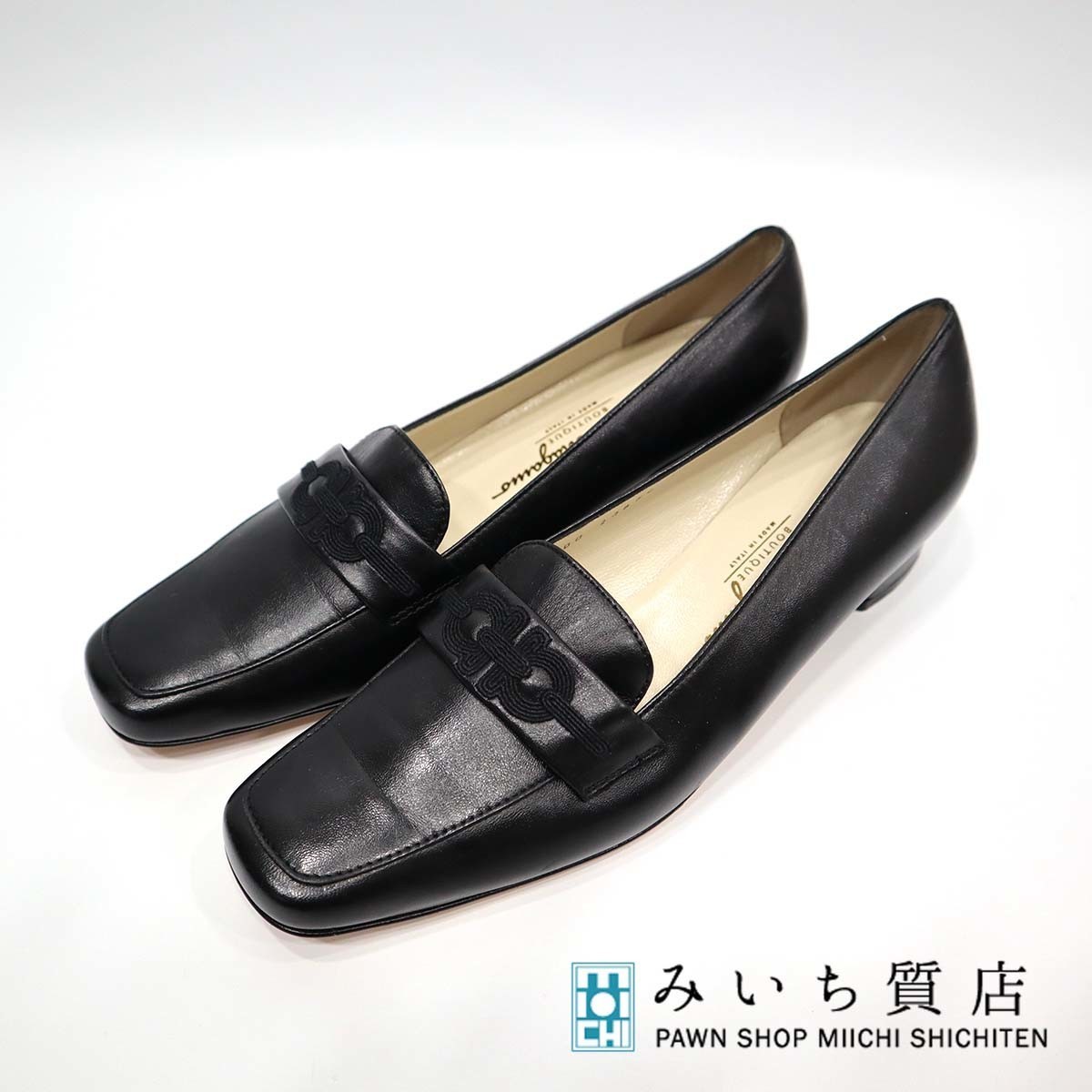 質屋 フェラガモ ローファー 革 靴 ブラック Ferragamo サイズ6 23cm 