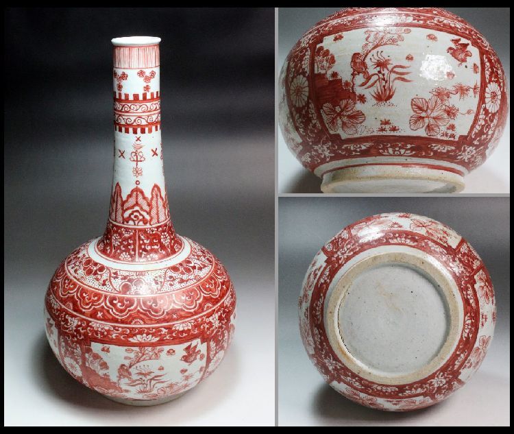 CW125 時代物【東製】薩摩焼 錫蓋 色絵 菊竹雀文 茶壺 高10.7cm 木箱附