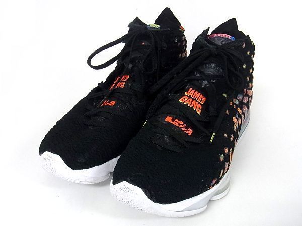 1円 ■美品■ NIKE ナイキ レブロン ジェームス ギャングモデル ニットポジット スニーカー サイズ US12(約30cm) 靴 ブラック系 L8015Wk