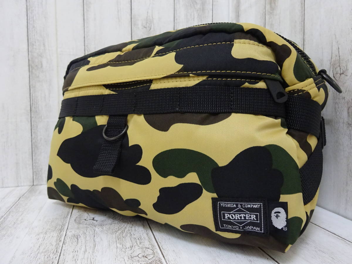 美品 BAPE エイプ ウエストポーチ A BATHING APE イエローカモ マルチ