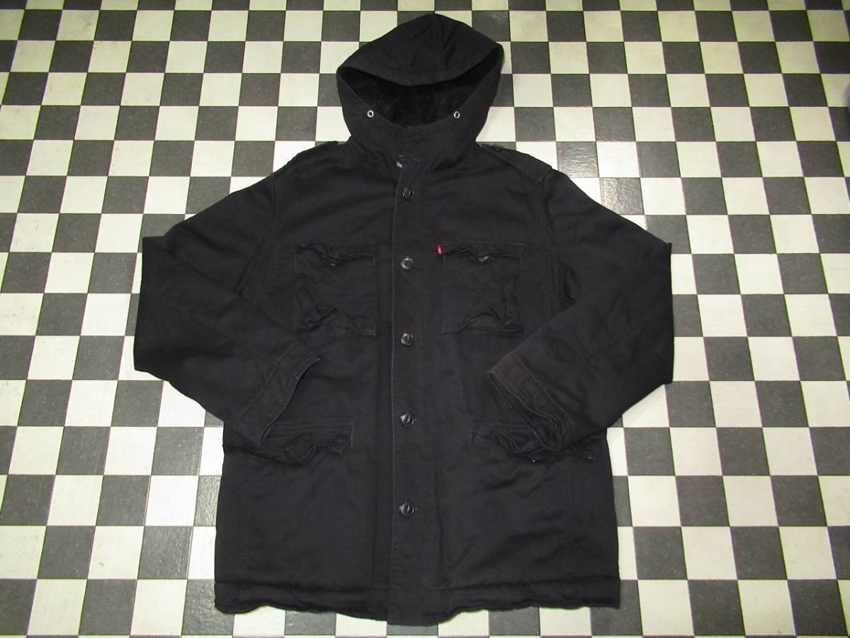 ☆リーバイス☆70837 L 黒 RED TABフーデッドミリタリーシェルパコート 