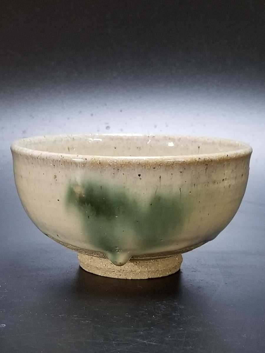 白釉青流 茶碗 七代目 宗像亮一 高さ約7cm 会津 本郷焼