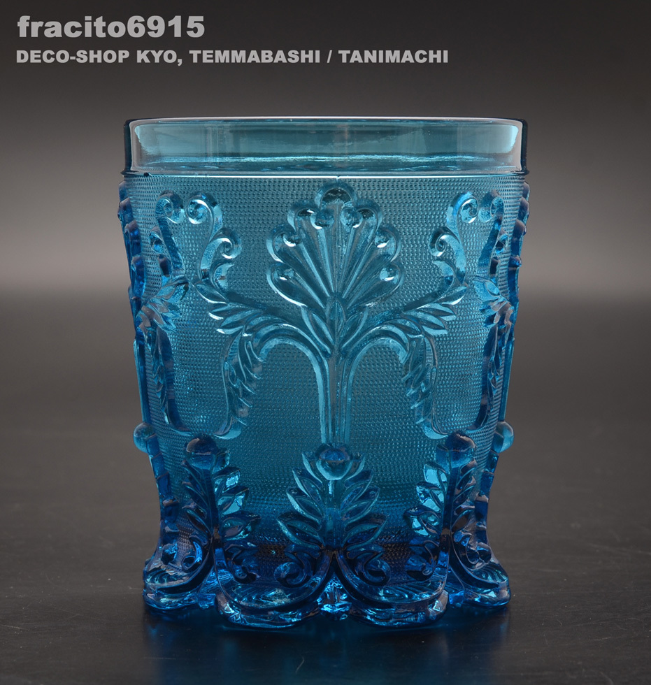 バカラ1840年代 七月王政期 名品 入手困難品 Sablee Rocaille ロカイユ 圧巻細密造形ウィスキーゴブレット超 ブルー色版 ...