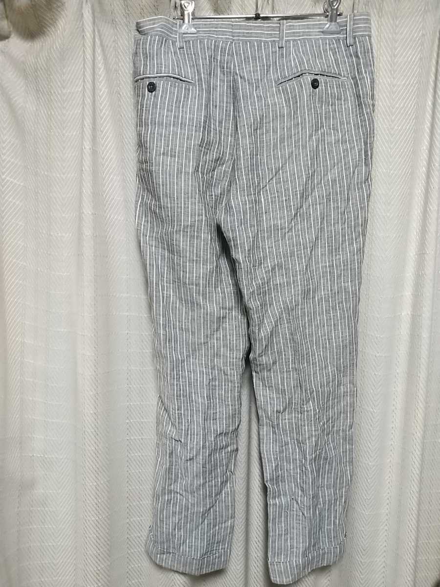 ETRO MILANO ストライプパンツ サイズ46 エトロ ミラノ インポートブランド イタリア製 スラックス PANTS MADE IN ITALY メンズ 中古 ETRO エトロ ストライプ スーツセットアップ 0 ロゴストライプ