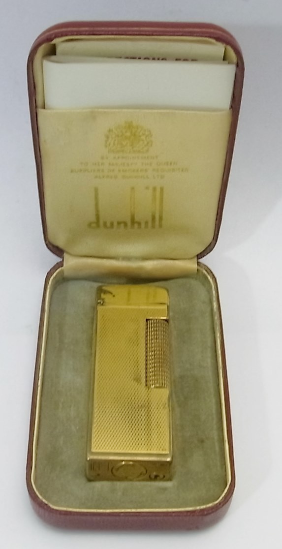 dunhill ダンヒル☆ガスライター ゴールド色 PATENTED☆着火確認済 箱