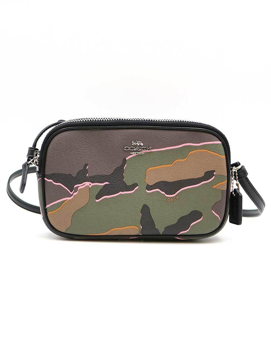 COACH コーチ カモフラージュ柄PVCレザーショルダーバッグ カーキ 