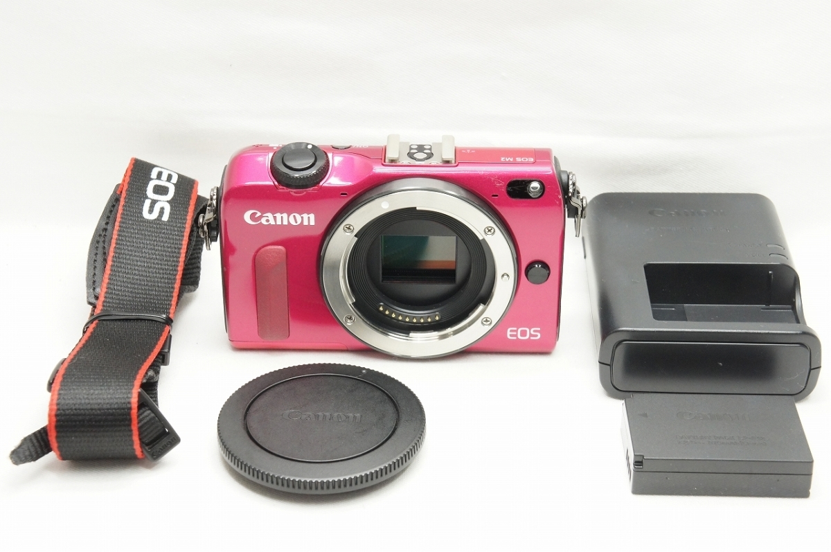 アルプスカメラ】良品 Canon キヤノン EOS M2 ボディ レッド ミラー 