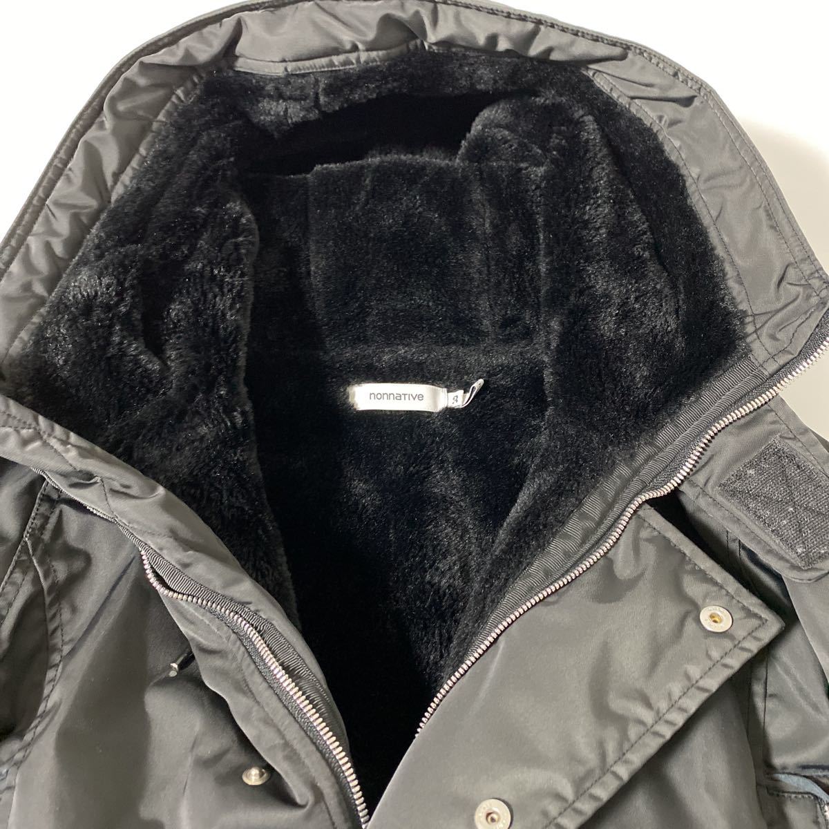 美品 nonnative NN-JU3001 TROOPER HOODED BOA COAT POLY TWILL 