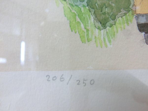 豊2063E/1C〇安野光雅 リトグラフ 「ニア・ソーリー村（ビアトリクス・ポターゆかりの地）」イギリス 206/250 直筆サイン入り 中古品〇_4