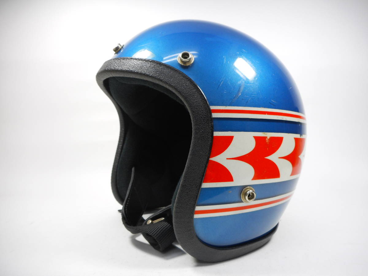 70s KAWASAKI ジェットヘルメット M 目深加工済み ☆70年代 当時物 