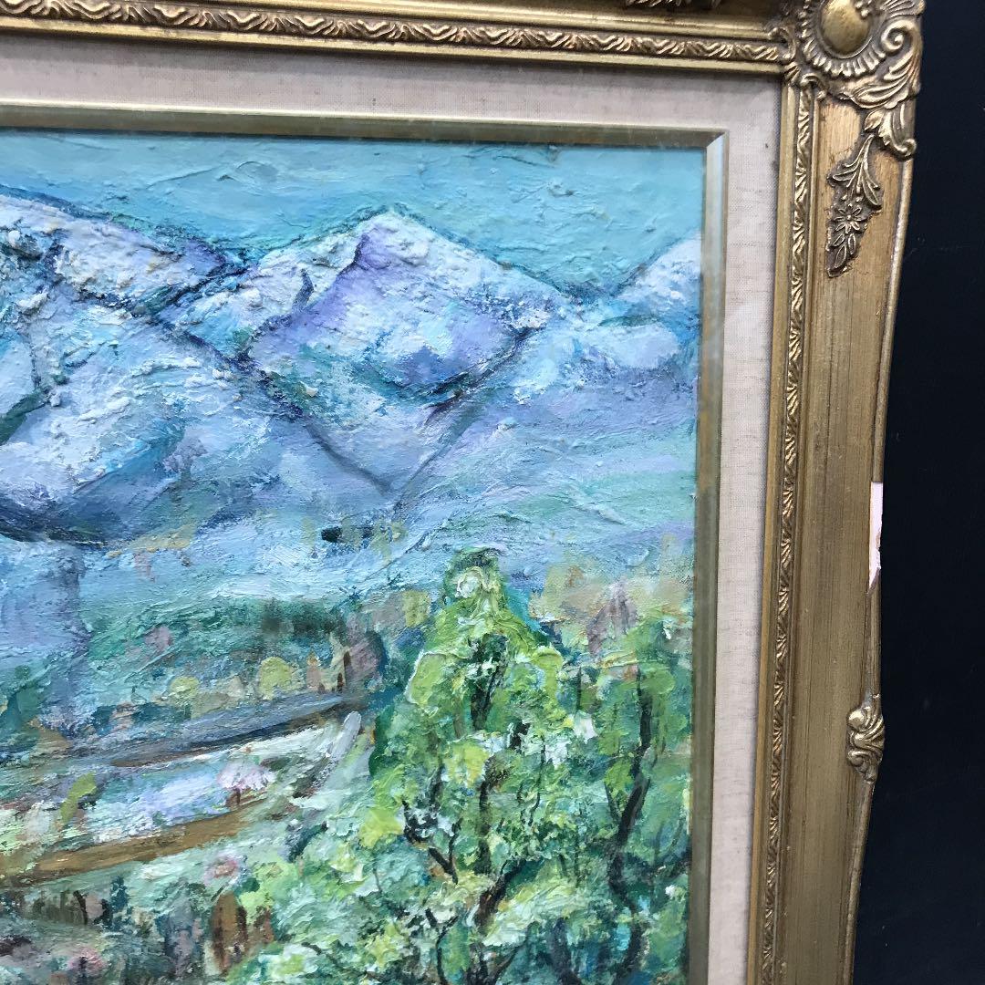 アンティーク 絵画 油絵 油彩画 額縁 桜 山林 森林 春 風景画 Fuji K 飾り物 ビンテージ ヴィンテージ 昭和レトロ レトロ _3