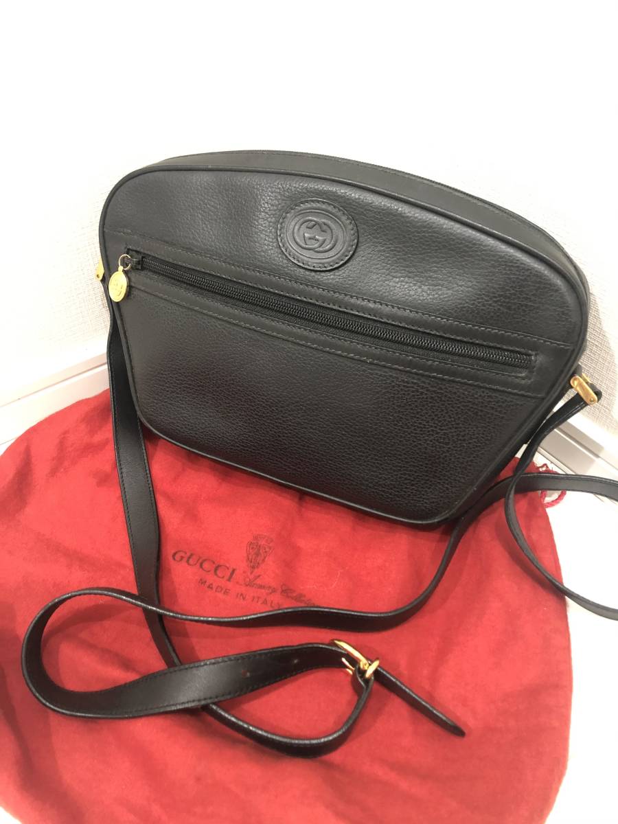 セール，HOT 1円～　GUCCI　グッチ　オールドグッチ　ショルダーバッグ GG柄 シェリーライン ヴィンテージ PVC レザー　ブラウン