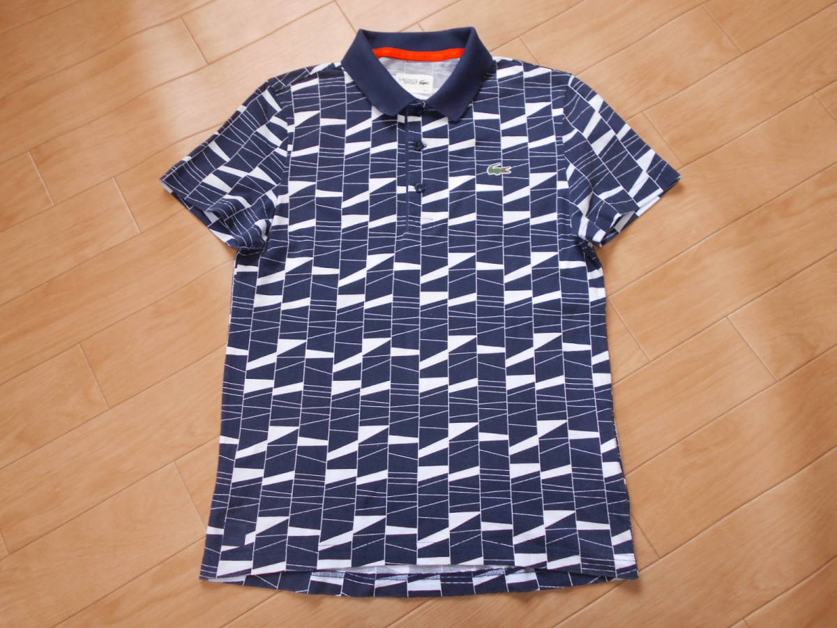 ☆LACOSTE Sport/ラコステ スポーツ　半袖ポロシャツ　幾何学模様柄　サイズ3　　　　　//市松模様ブロックチェック格子柄