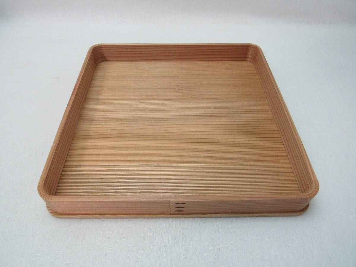 限定SALE，高品質 YG05159 【 古い 木製 杉八寸 四方盆 紙化粧箱 】 検)