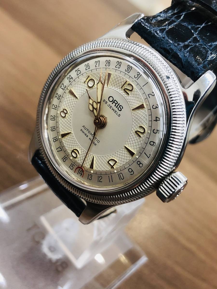 メンズ 【極美品】ORIENT Automatic 白文字盤 ゴールドケース 革ベルト